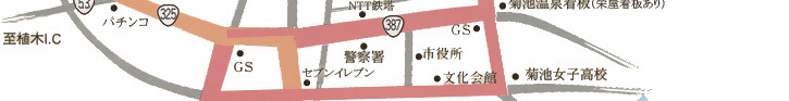植木インターからの地図