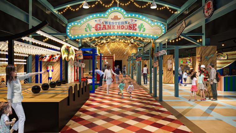 オールドアメリカンの街並みが感じられる「WESTERN GAME HOUSE」