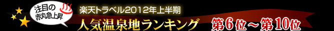 楽天トラベル2012年上半期人気温泉地ランキング第6位〜第10位