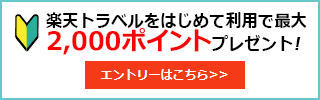 楽天トラベルをはじめて利用で最大2,000ポイントプレゼント!